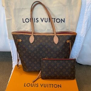 Louis Vuitton Neverfull MM Cherry Monogram w/ Wristlet, box, and Dust bag!